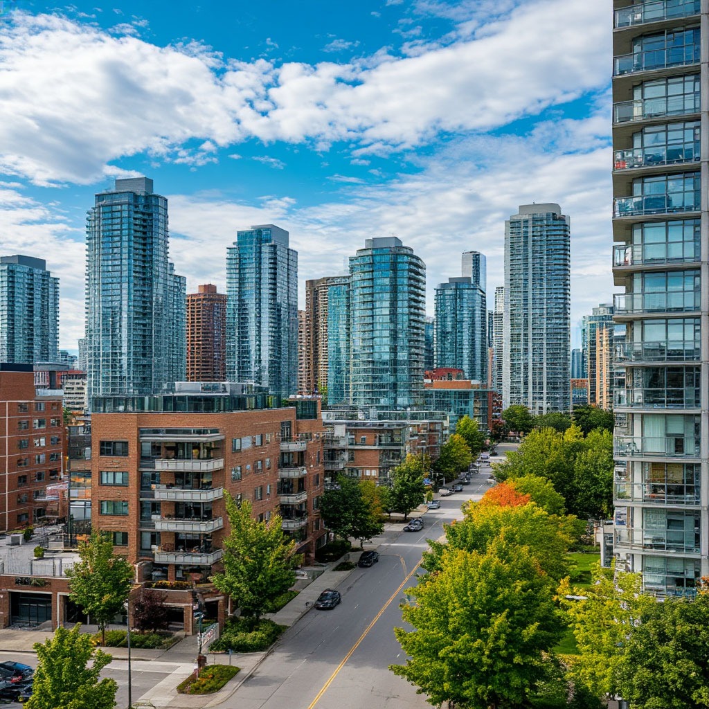 Canadian cityscape with modern apartments