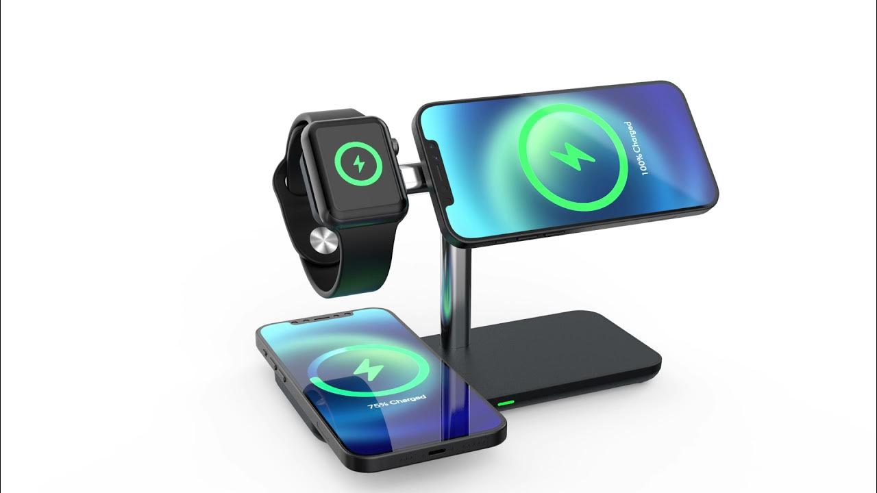 3-in-1 Wireless Charging Station for phone watch and earbuds